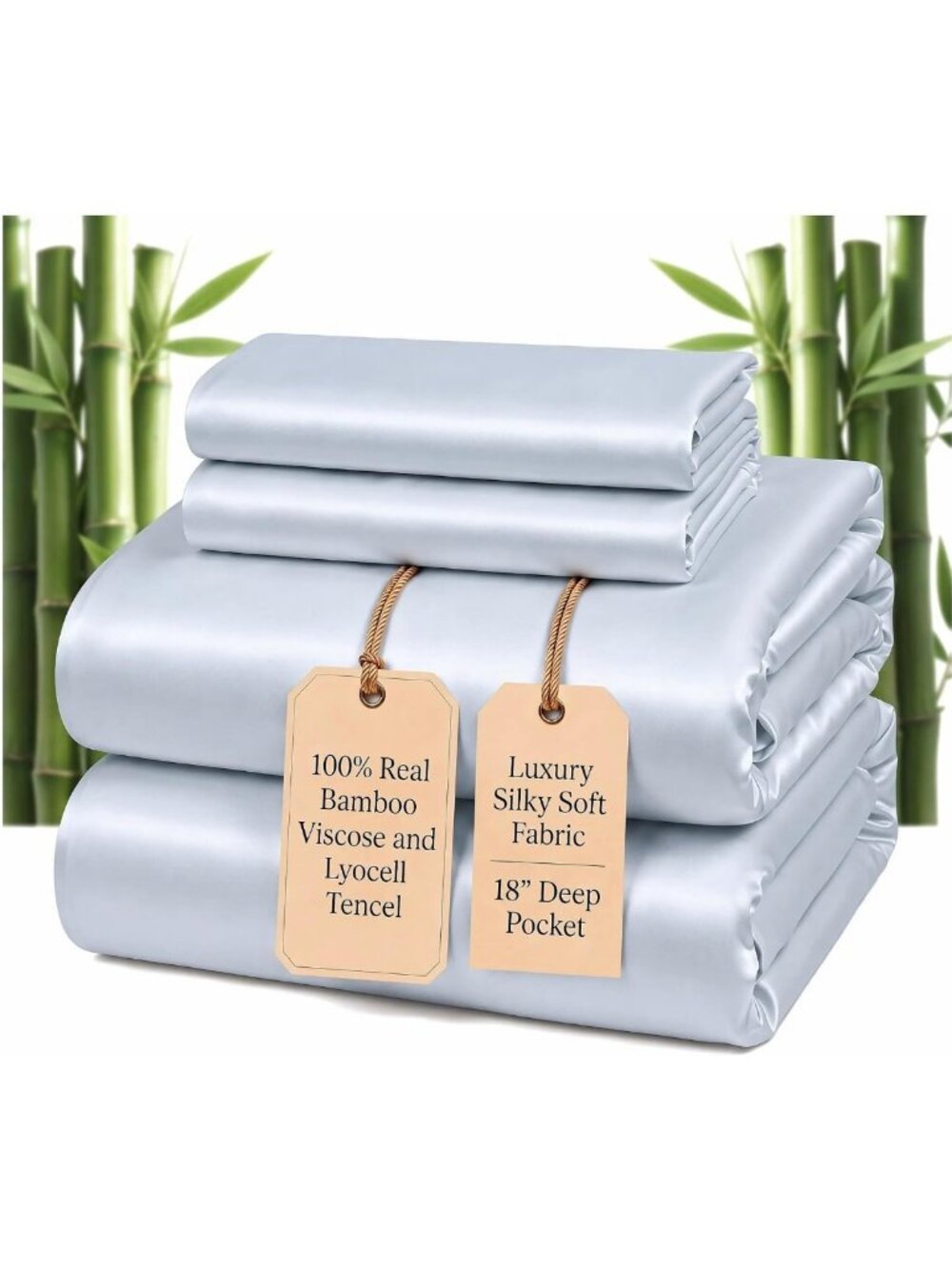 Luxury Cooling Bamboo Viscose King Sheets Set | Silky Soft, Deep Pocket
